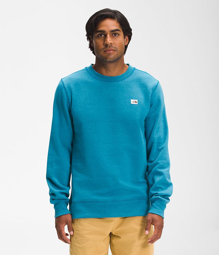 The North Face Sweatshirt Heritage Patch Crew Blue - Mens - Thailand DAPOT-4519